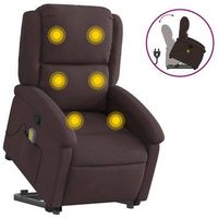 vidaxl silla de masaje reclinable de pie de tela marron oscuro