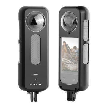 Funda PULUZ para Insta360 X4, jaula protectora de aluminio Aloy, marco de carcasa de plataforma con Protector de lente