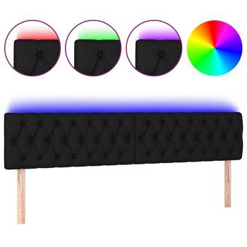Cabecero Cama | Panel De Cabecera Con Led De Tela Negro 180x7x78/88 Cm