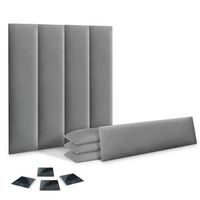 dhome juego de 8 paneles tapizados de terciopelo premium pack autoadhesivos para pared acusticos absorbentes proteccion gris claro 60x20cmx8