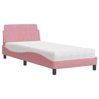 cama individual  cama para adultos  cama con colchon terciopelo rosa 90x190 cm