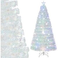 210cm arbol de navidad blanco costway arbol de navidad de fibra optica preiluminado 48 led 210cm