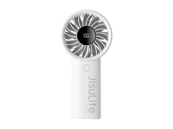 Mini ventilador - JisuLife Life4, 3600mAh, Pantalla Digital, Autonomía de 2.5-13h, Blanco