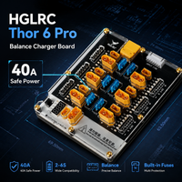 hglrc thor 6 - placa de carga y equilibrio de baterias lipo de 6 puertos pro 40a xt60 xt30 con descargador integrado para baterias de drones rc fpv de 2-6s - nuevo