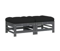 vidaxl taburetes de jardin con cojines 2 uds madera maciza pino gris
