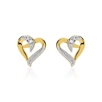 14 quilates pendientes de oro corazones con diamantes