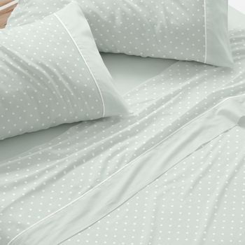 Juego De Sábanas 100% Algodón Diseño Círculos 160 X 190/200 Cm - Menta - Burrito Blanco
