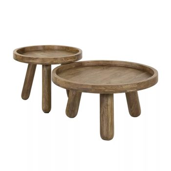 Conjunto de mesas de centro redondas de madera de mango