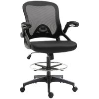 vinsetto silla de oficina asiento alto ajustable 64x60x106-126 cm taburete de oficina giratorio 360  malla transpirable negro   aosom espana