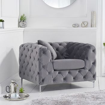 Amara Grey Velvet Armchair
