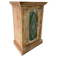 mesita de madera acabado artesanal marron 43x27x73h cm