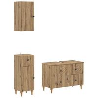 juego de armarios de bano de 3 piezas alkmaar roble artisan vidaxl