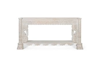 Consola de madera de mango blanco envejecido