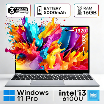 Computadora Portátil Xiaman de 15.6 Pulgadas con Intel Core I3 6100U, Windows 11, 16 GB de RAM, SSD de 1 TB/2 TB, Portátil con Retroiluminación para Oficina y Estudio
