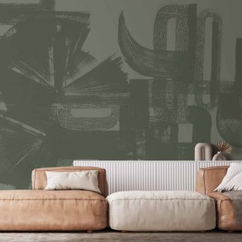 Papel pintado panorámico gráfico, verde claro 300 x 250cm