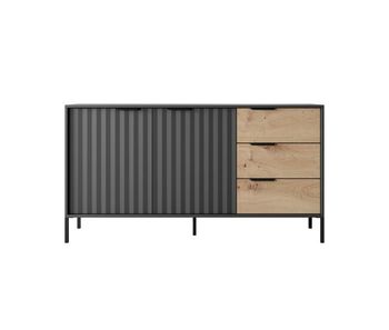 Cómoda rave 150 2d2sb con cajones y compartimentos 154x40x82cm color madera / negro