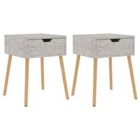 pack 2 uds mesitas de noche  mesa auxiliar  mesilla madera de ingenieria gris hormigon