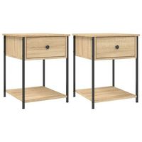 pack 2 uds mesitas noche  mesa auxiliar  mesilla madera ingenieria roble sonoma 44x45x58 cm
