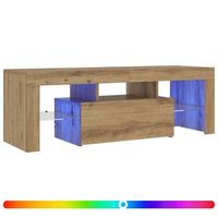 mueble de tv luces led madera roble artisan 120x365x40 cm vidaxl