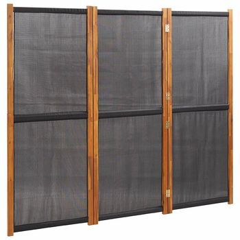 Biombo Divisor De 3 Paneles Negro 210x180 Cm Vidaxl
