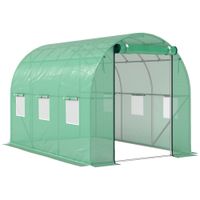 outsunny invernadero de tunel de jardin 3x2x2 m con puerta enrollable y grandes ventanas en acero galvanizado y pe verde   aosom espana