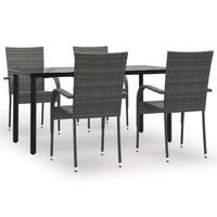 conjunto comedor jardin para jardin 5 uds  mueble jardin mesa y sillas ratan sintetico gris
