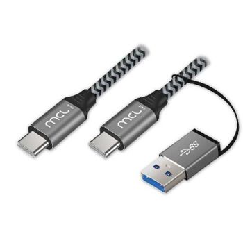 Cable USB MCL 2 en 1 USB-C 3.2 Gen 2 a USB-C/USB-A 10 Gbit/s 100 W 2 m