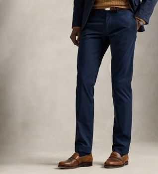 Polo Ralph Lauren para hombre. 710778778002 Pantalón chino elástico Slim Fit lavado marino (36/34), Casual, Algodón