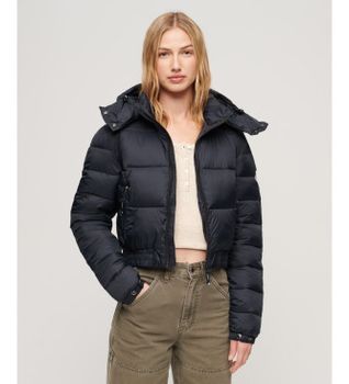Superdry para mujer. W5011682A Chaqueta corta con capucha Fuji marino (XL), Casual, Nylon