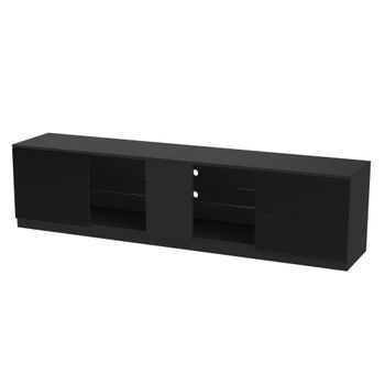Mueble De Tv Negro De 160 Cm Con Led Y Almacenaje Para Televisores De Hasta 65