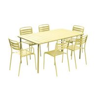 set mesa de jardin bistro de acero con 2 sillones y 4 sillas 160cm
