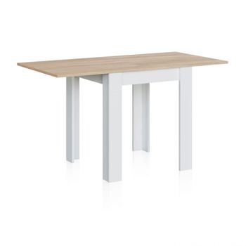 Mesa de comedor compacta extensible 67x67-134 cm blanco roble