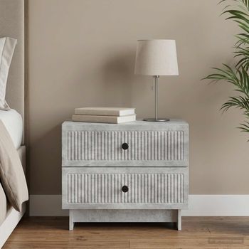 Armario De Noche - Mueble Para Dormitorio - Madera De Ingeniería - Gris Hormigón (62x34.5x47.5cm)