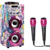 karaoke 2 microfonos radio fm usb bluetooth y sd  regalo nina 5 anos - 16 anos  karaoke ninos y nina  karaoke portatil  trendix - karaoke infantil rosa 
