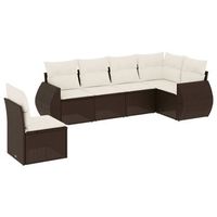 set sofas de jardin 6 piezas y cojines ratan sintetico marron