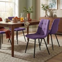 silla de comedor con reposapies en tela lila