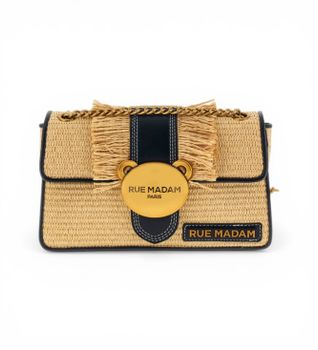 RUE MADAM PARIS para mujer. 1574 Bolso Teddy con flechos negro (OSFA), Casual, Poliuretano