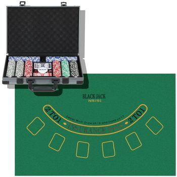 SPORTNOW Set de Póker con 400 Fichas 2 Barajas de Cartas Dados Tapete y Botón de Crupier Set de Casino Texas Hold'em con Maletín