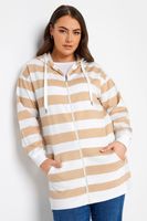 yours sudadera de rayas marrones con cremallera y capucha mujer curvy y tallas grandes yours