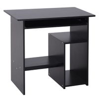 homcom mesa de pc moderna en madera con estante para cpu y espacio para teclado extraible 80x45x75 cm negro   aosom espana