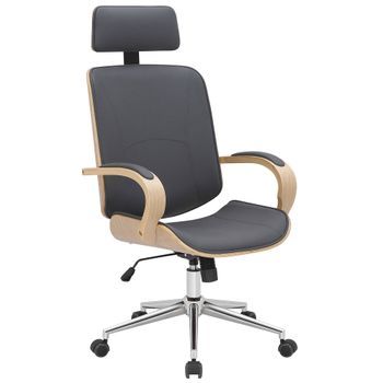 Silla De Oficina Dayton Simil Cuero Natural/gris 70x70x118 Cm Clp