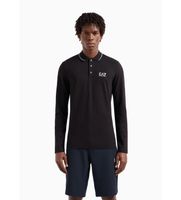ea7 para hombre 8npf17pjvuz polo de manga larga core identity en algodon elastico negro 3xl casual