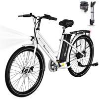 bicicleta electrica urbana evercross tech ek8 blanco 26 r bateria extraible de 36 v y 156 ah motor de 250 w autonomia de 60-100 km frenos de disco