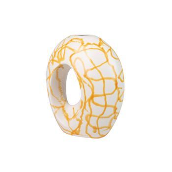 Jarron Ceramica Blanco/amarillo 30x17x35 Cm