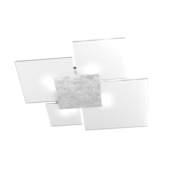 Lámpara De Techo Rectangular Toplight Upgrade De 4 Luces Con Casquillo Gx53, Estructura En Color Plata Y Blanco, Diseño Moderno 91x86x15cm