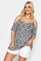 yours top hombros descubiertos estampado en blanco y negro mujer curvy y tallas grandes yours