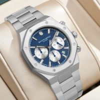 reloj sapphero para hombre reloj resistente al agua funcion de cronografo fecha manecillas brillantes reloj de acero inoxidable reloj de negocios para regalo de hombre