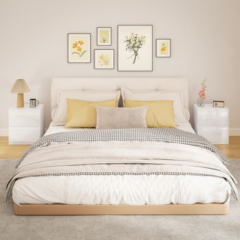 2 Mesitas De Noche De Melamina De Madera Homcom 40x34x45 Cm Blanco