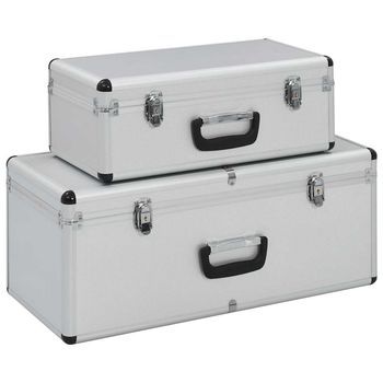 Cajas De Almacenamiento 2 Unidades Aluminio Plateado Vidaxl
