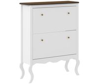 homcom mueble zapatero estilo frances zapatero de entrada recibidor con 2 cajones abatibles estantes ajustables para 16 pares de zapatos zapatero estrecho para pasillo 84x29x109 cm blanco